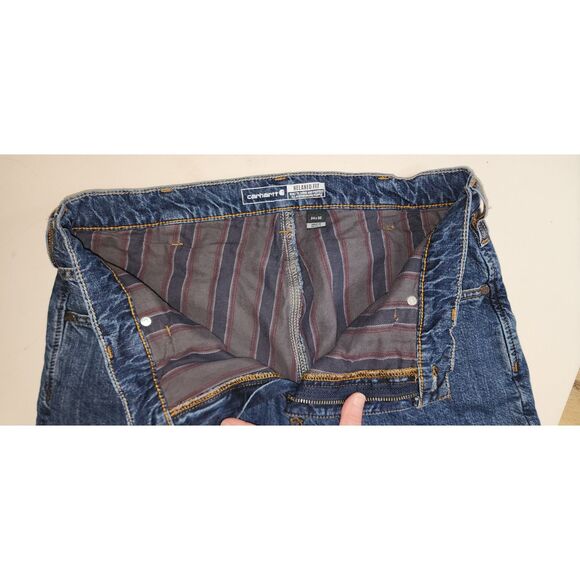 Carhartt Men's Fleece Lined Relaxed Fit Blue Denim Jeans Size 34 x 30 - Picture 5 of 7